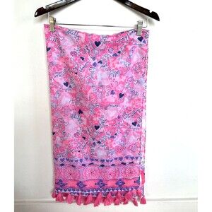 Lilly Pulitzer Resort Scarf Wrap BeachTassels You A Lot Valentine Prosecco Pink